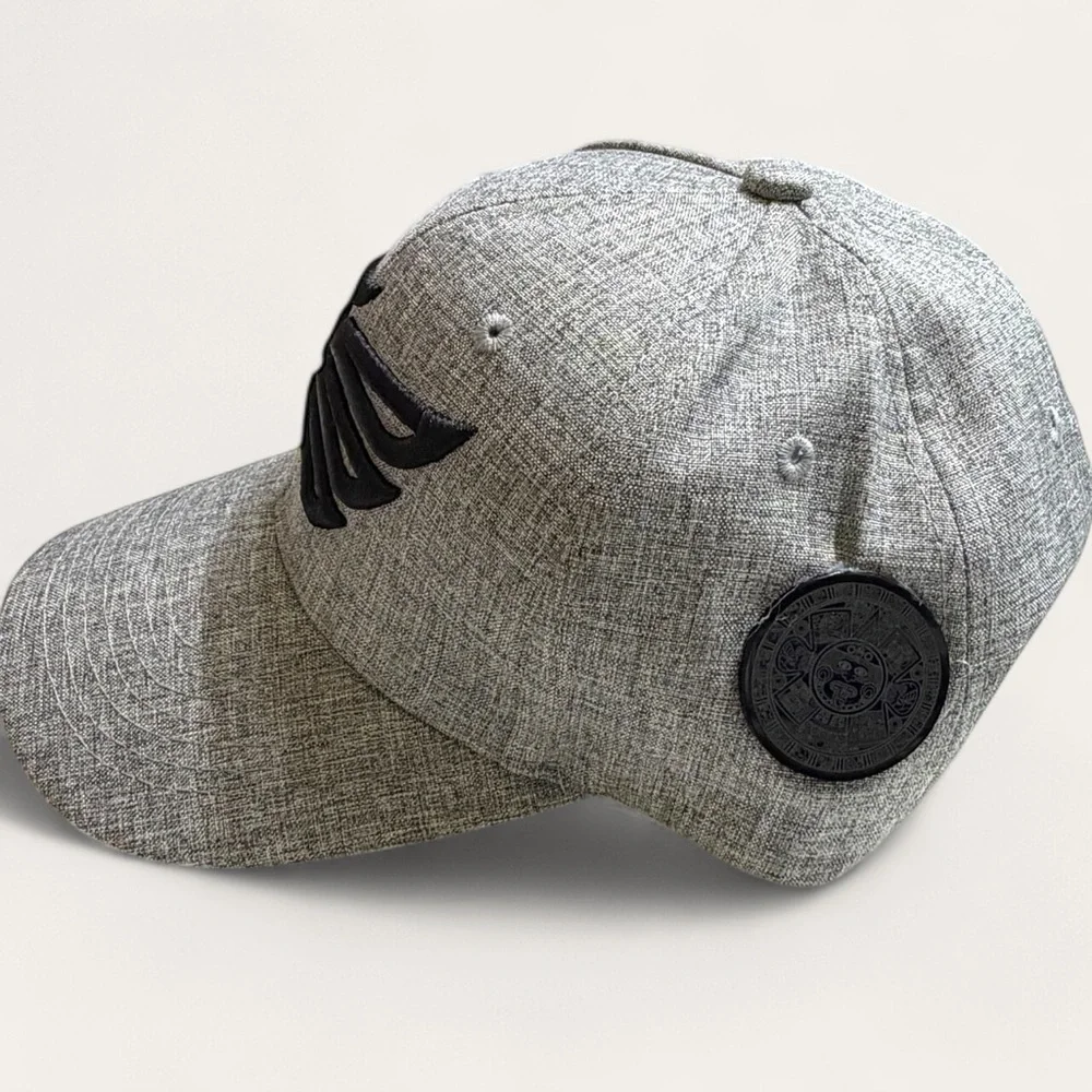 Embroidered Eagle front, Mexican map and Aztec Gray Baseball Cap with Black Logo